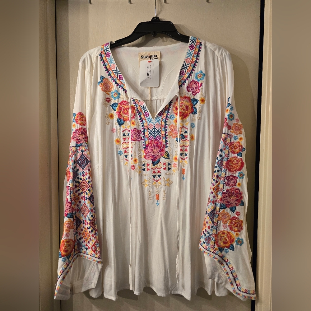 Savanna Jane Floral Embroidered Women's Top